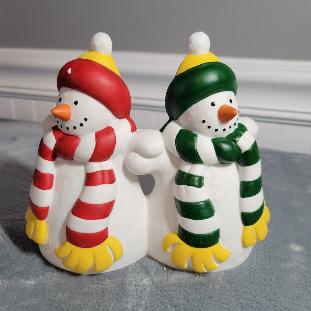 Retired PartyLite Snowmen Pillar Holder